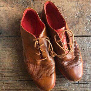 Cole Haan Grand.OS British Tan Molten Lava Leather Oxfords Size 8B Lace Up